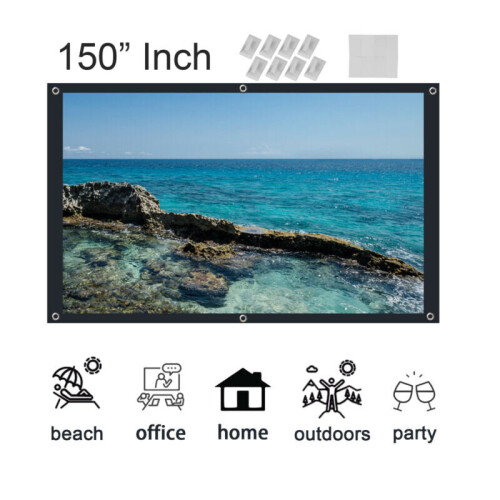 Portable 150'' inch Fabric Matte White Projector Projection Screen Home