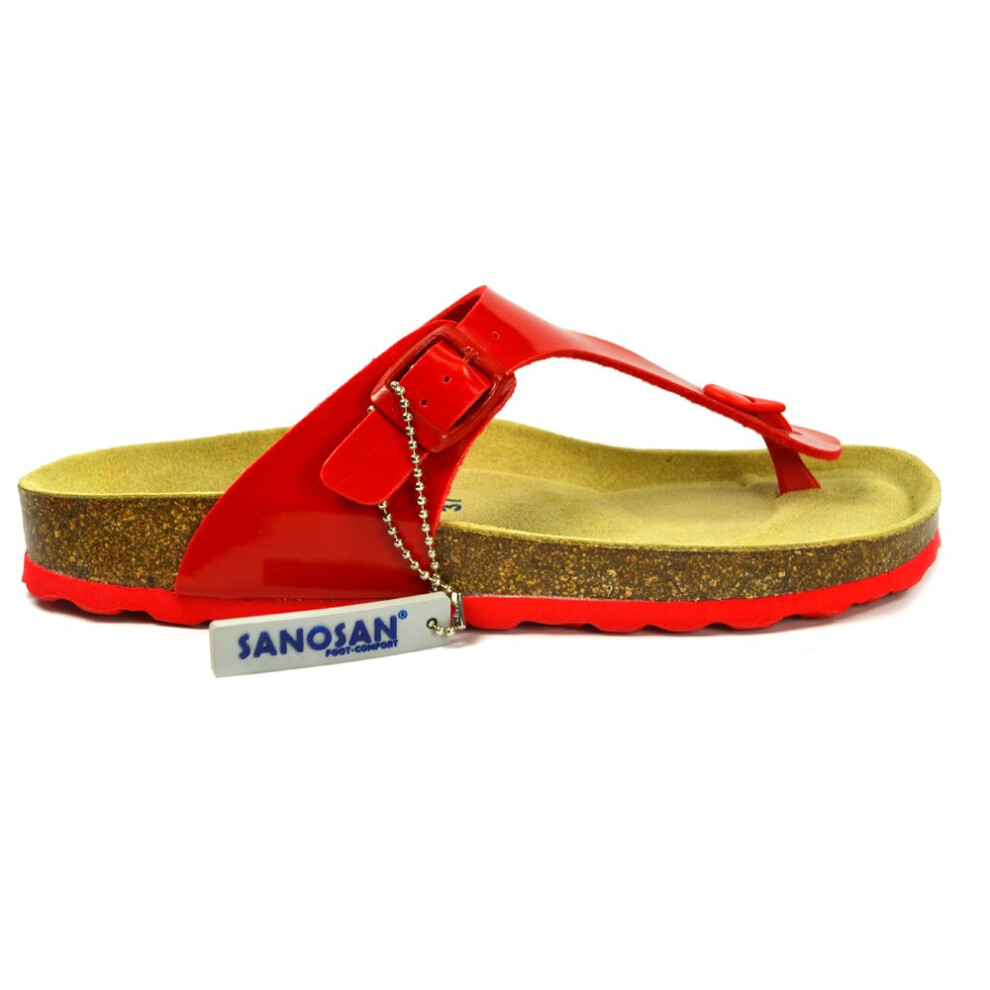 (7) Sanosan Geneve Lacquered Red Womens Designer Thong Sandals
