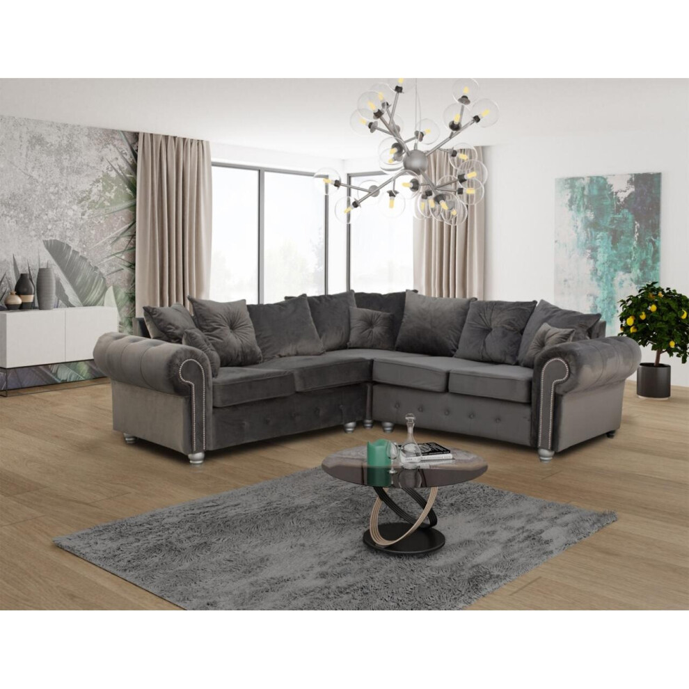 Ashwin Grey Luxury Living  Room Corner Sofa