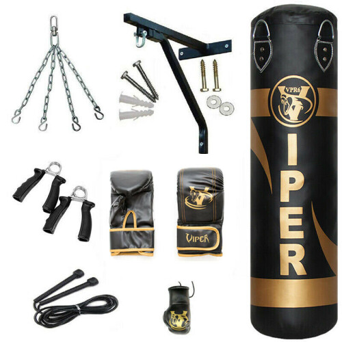Sab MCR Boxing Punchbag 5ft Gloves Bracket Chain Heavy Filled Training