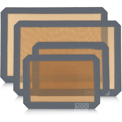 LIVIVO LIVIVO Set of 4 Silicone Baking Paper Sheet Mats Non Stick Washable
