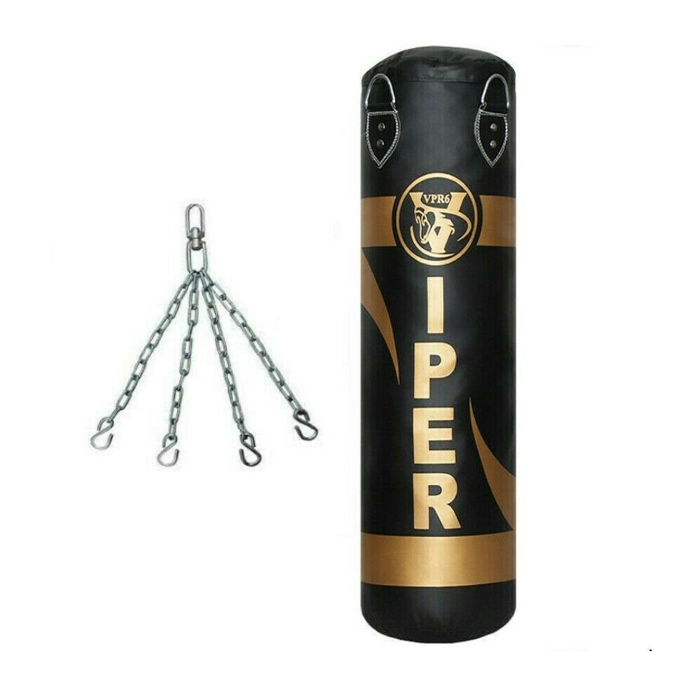 Sab Mcr Ltd Sab Mcr 5Ft Filled Heavy Duty Boxing, Mma Punchbag With Chain Black/White
