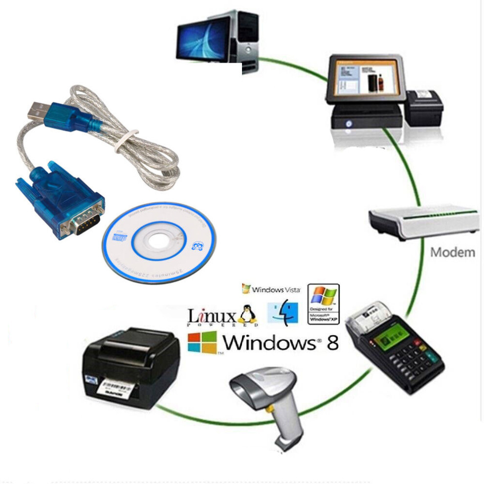 Rs232 Serial Adapter Cable Usb 2.0 To Vga Db9 9Pin Male Pc Mobile Phone Win Xp 5060578152896