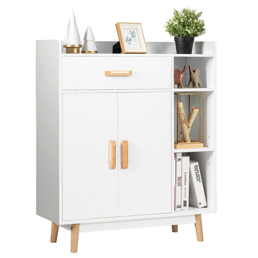 Costway Kitchen Wooden Storage Cabinet Shelves Free Standing Cupboard