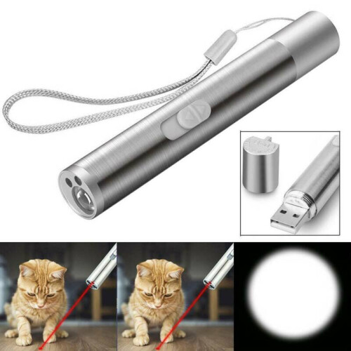 3 in 1 Rechargeable Cat Laser Pointer Toy USB Power Cat Training Torch UV lights