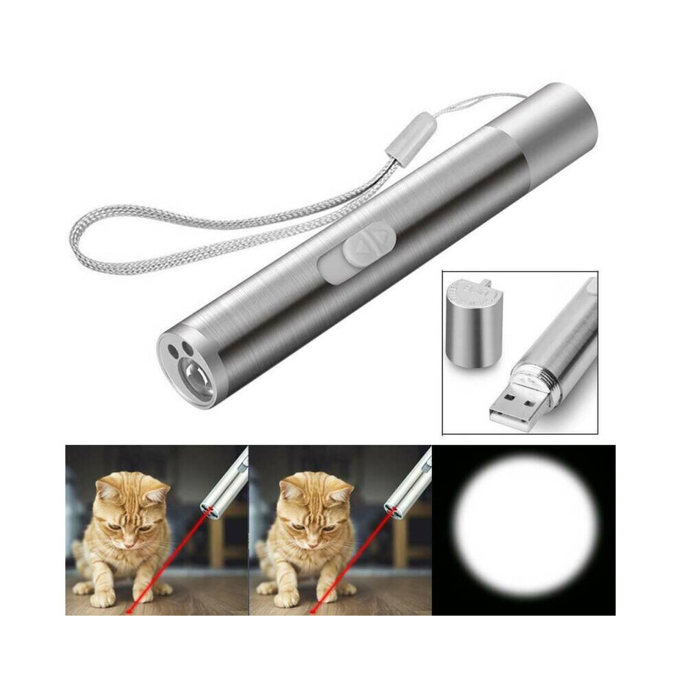 3 in 1 Rechargeable Cat Laser Pointer Toy USB Power Cat Training Torch UV lights
