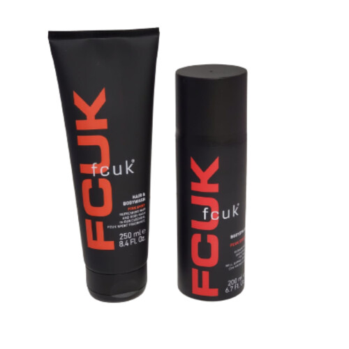 FCUK Sport Body Spray 200ml & Hair & Body Wash 250ml Mens Duo Gift Set