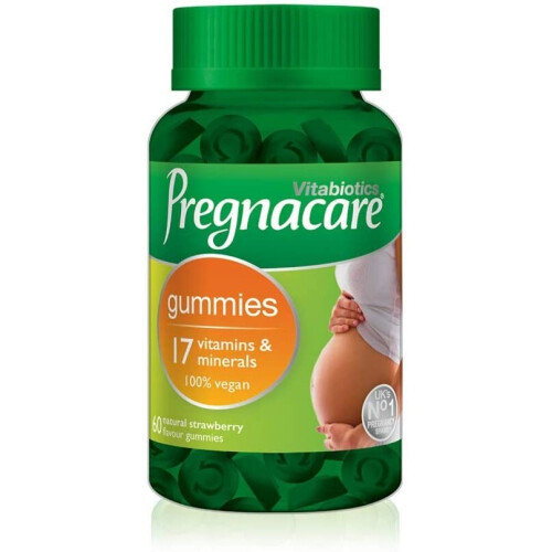 Vitabiotics Pregnacare Gummies 60 Strawberry Flavour Vegan - 17 nutrients, 400µg Folic Acid, 10µg Vitamin D