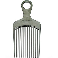 Chicago Comb Model 7 Carbon Fiber Pick Comb, for Long Thick Curly & Afro Hair, Black Color, 6 inches (15 cm)