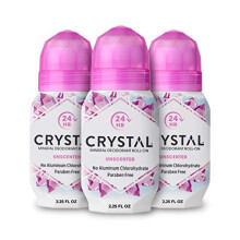 CRYSTAL Deodorant - Mineral Roll on Vegansk Deodorant för Kvinnor och Män, Oparfymerad - 2.25 fl. oz. (3 Pack)
