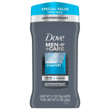 Dove, Men+Care, Clean Comfort, Antitranspirant Deodorant, 2er Pack, 2,7 oz (76 g) pro Stück