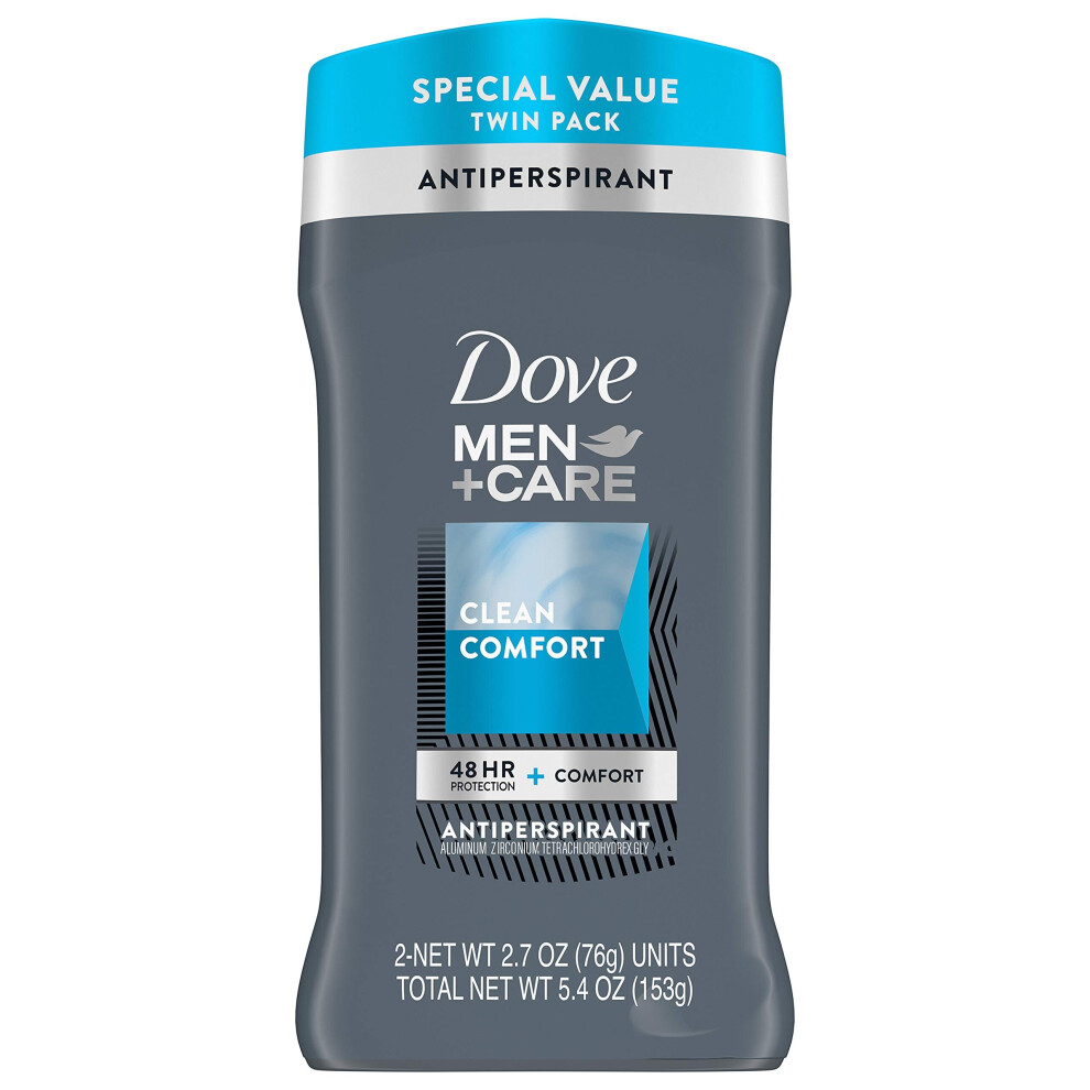 Dove Men+Care Antiperspirant Deodorant 48-Hour Wetness Protection Clean Comfort Non-Irritant Deodorant for Men 2.7 oz, 2 Count