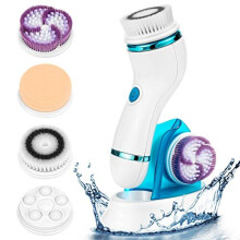 Facial Cleansing Brush Set- Rechargeable Face Brush with 4 Heads - IPX65 Waterproof Electric Rotating Face Scrubber for Deep Cleaning, Exfoliating, Bl