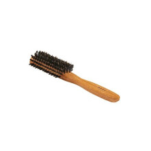 Bass Brushes | Shine & Condition Hair Brush | 100% Premium Natural Bristle FIRM | Pure Bamboo Handle | Classic Half Round Style | Dark Finish | Model