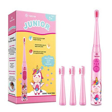 Vekkia Sonic Rechargeable Kids Electric Toothbrush, 3 Modes with Memory, Fun & Easy Cleaning, 31000 Strokes, IPX7 Waterproof, 2-Min Timer for Age 3+,