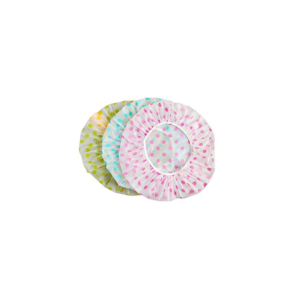 Huiyouhui Tcotbe 6 Pieces Waterproof Eva Plastic Caps,Elastic Reusable Bathing Hair Cap,Beauty Salon Spa Shower Caps Lace Elastic Band Flower Printed Hat Enviro