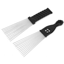 Folansy Afrokamm, Metall, Afroamerikaner-Pickkamm, Friseur-Styling-Werkzeug, 2er-Pack (Schwarz-4), 2-teiliges Sortiment, breite Z hne, klassische