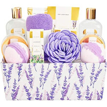 Spa Gifts for Women, Spa Luxetique Lavender Bath Set, Relaxing Spa Gift Box, Spa Gift Baskets for Women, Luxury 12 Pcs Bath Gift Sets with Massage oil