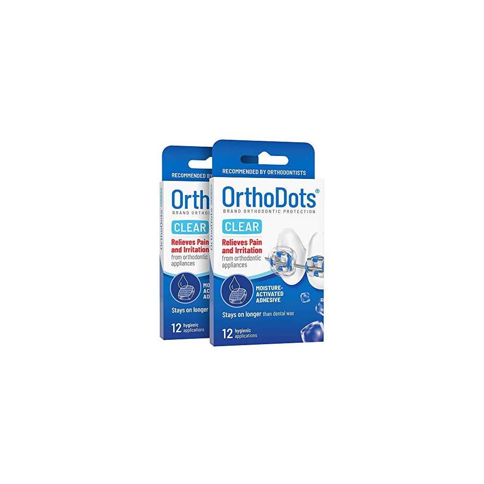 OrthoDots CLEAR (24 Count) - Moisture Activated, Silicone Dental Wax Alternative for Pain Caused by Braces. OrthoDots Stick Better & Stay on Longer th