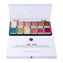 Narrative Cosmetics 12 Color Flesh Tone Alcohol Activated Makeup Palette for Special Effects - Waterproof Flesh Tone Makeup for Professional Makeup Ar