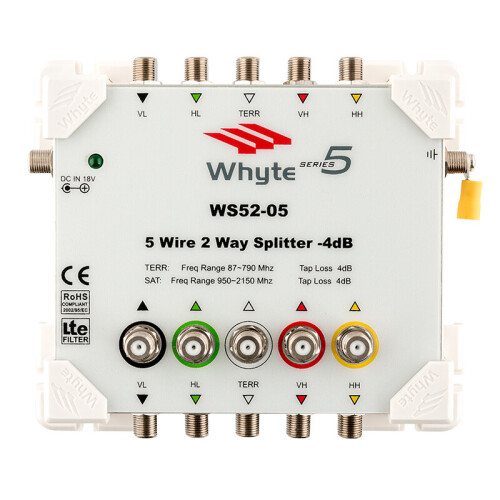 Whyte 5 Wire 2 Way Multiswitch Splitter x Sat / Terrestrial -WS52-05 2