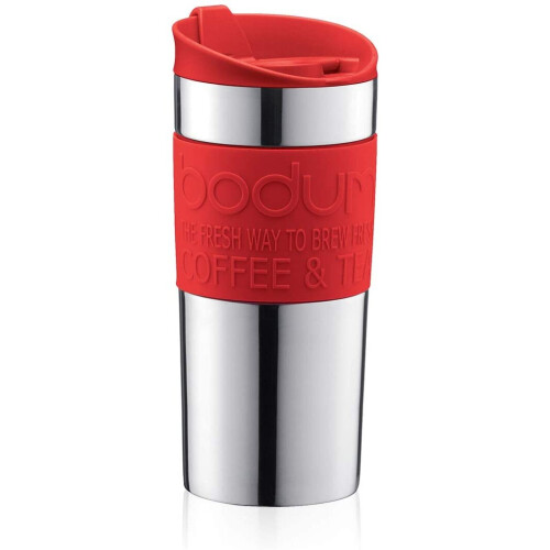 Bodum Red Vacuum Travel Mug Dishwasher Safe Slip Proof Rubber Plastic on OnBuy