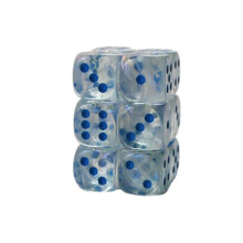 Chessex 16mm D6 x 12 - Borealis Luminary Icicle / light blue - Board Game