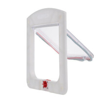 (White) Dog Cat Magnetic Pet Flap Door 4 Way Locking