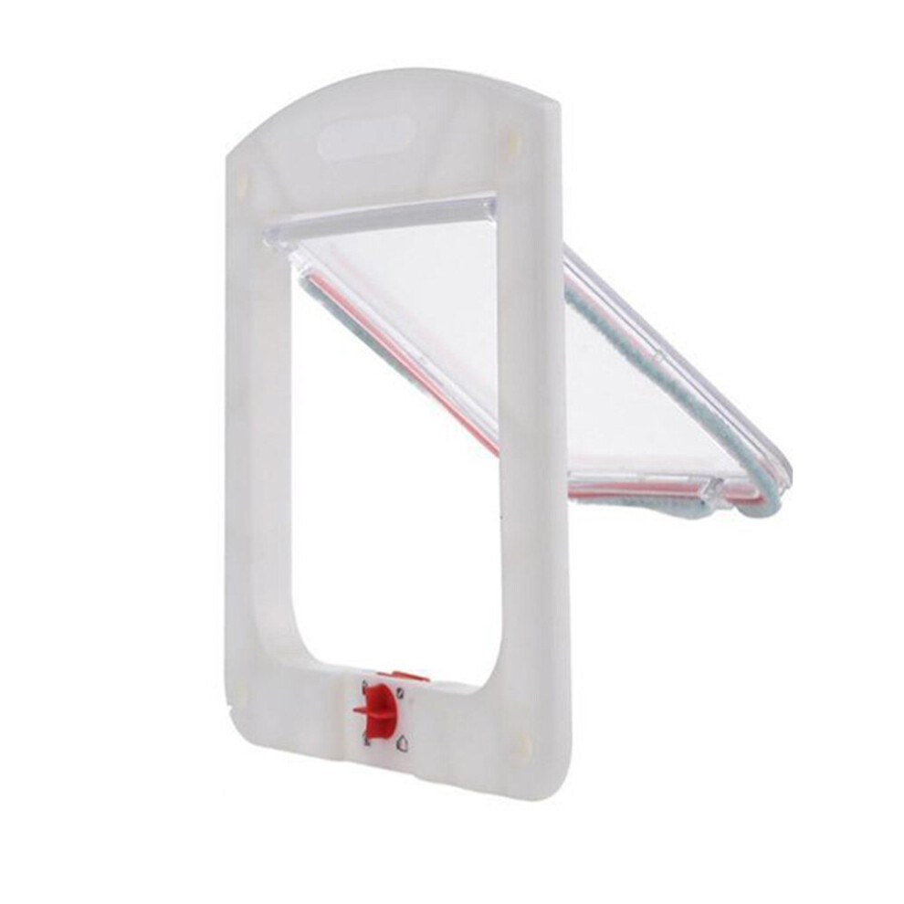 (White) Dog Cat Magnetic Pet Flap Door 4 Way Locking White