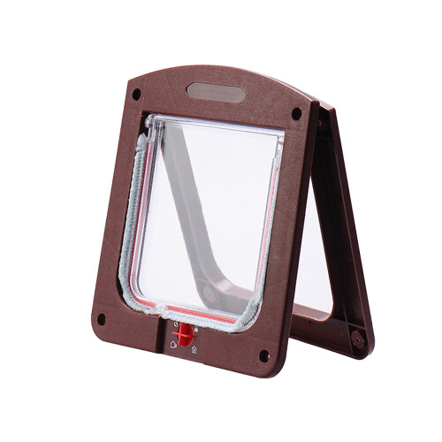 (Brown) Dog Cat Magnetic Pet Flap Door 4 Way Locking