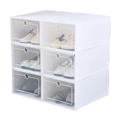 6X Plastic Shoe Storage Boxes Stackable Foldable Organiser Duarble 2