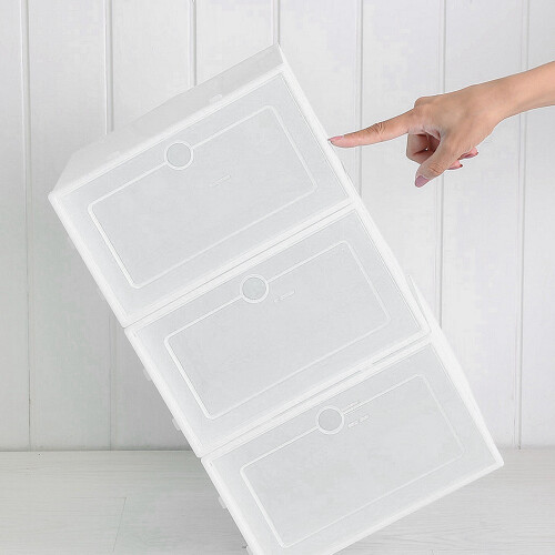 6X Plastic Shoe Storage Boxes Stackable Foldable Organiser Duarble 1