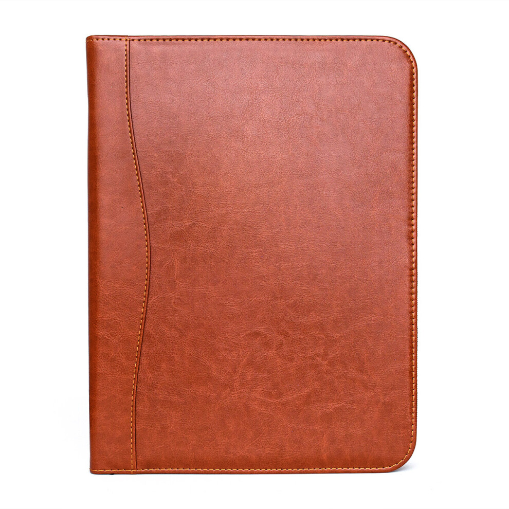 (Brown) A4 File Folder Professional Portfolio PU Leather