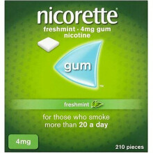 Nicorette Gum – příchuť čerstvé máty – svěží způsob, jak přestat kouřit – nikotinová žvýkačka – 4 mg, 210 kusů