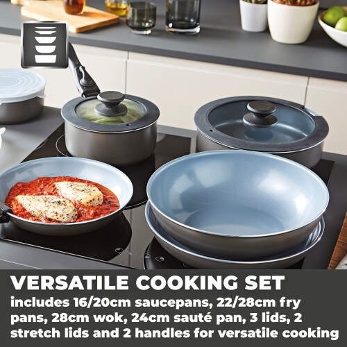 Tower Tower Freedom T800200 13 Piece Cookware Set, Detachable Handles, Graphite 2
