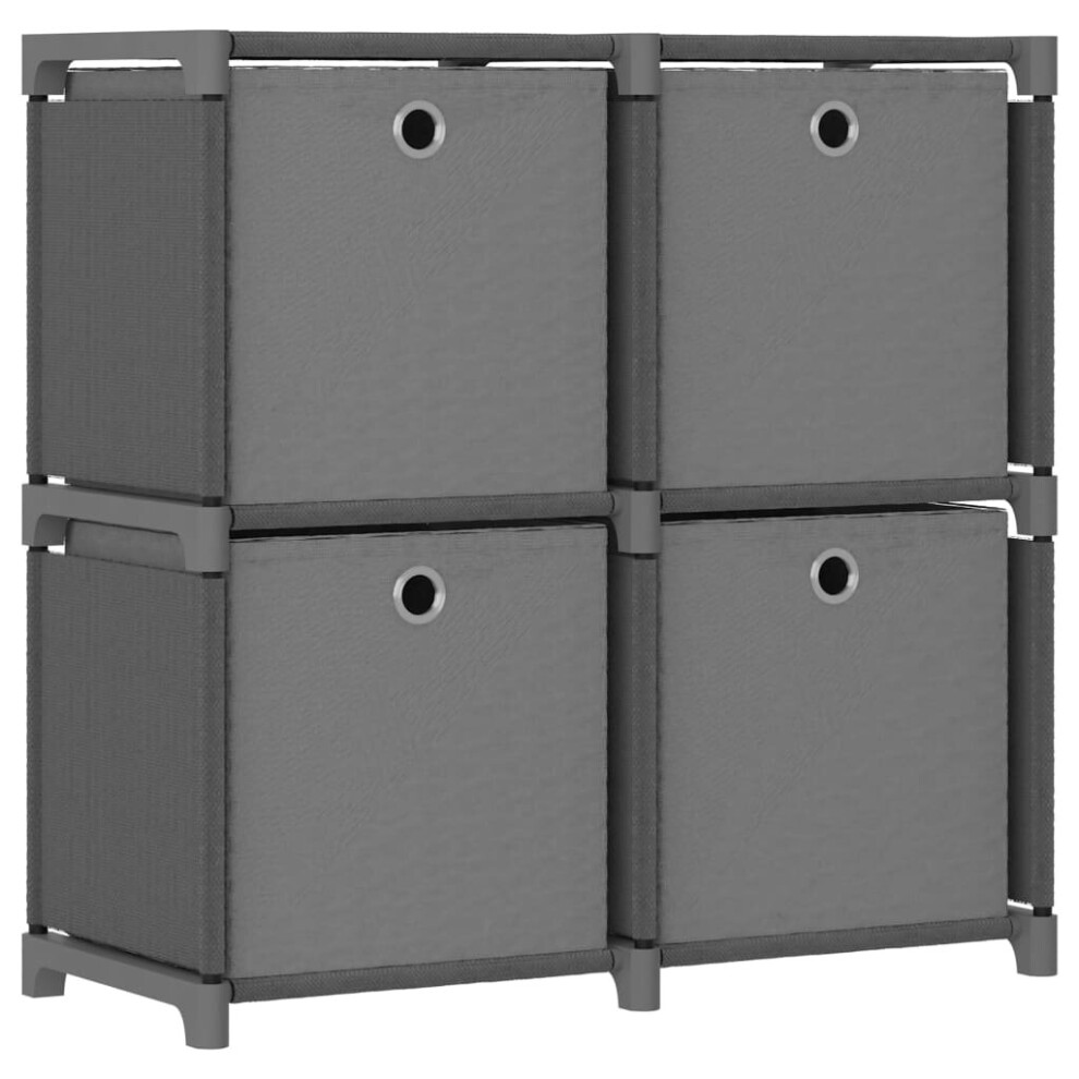 vidaXL 4-Cube Display Shelf with Boxes Grey Fabric Storage Organiser Unit