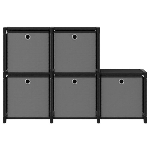 VidaXL vidaXL 5-Cube Display Shelf with Boxes Black Fabric Storage Organiser Unit 1