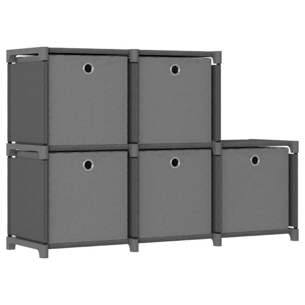 vidaXL 5-Cube Display Shelf with Boxes Grey Fabric Storage Organiser Unit