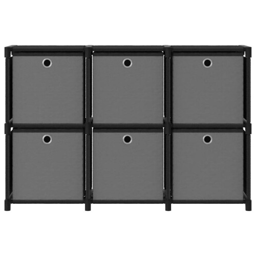 VidaXL vidaXL 6-Cube Display Shelf with Boxes Black Fabric Storage Organiser Unit 2