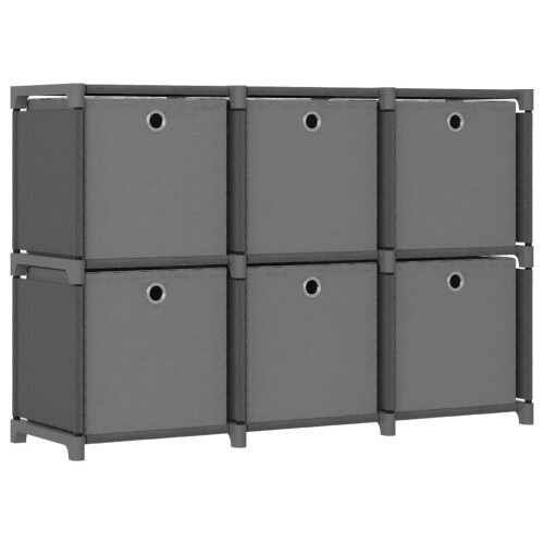 VidaXL vidaXL 6-Cube Display Shelf with Boxes Grey Fabric Storage Organiser Unit
