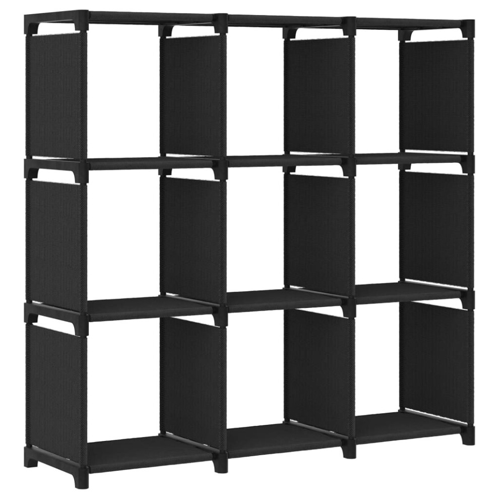 vidaXL 9-Cube Display Shelf Black Fabric Bookcase Storage Rack Standing Shelf