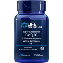 Life Extension Super-Absorbable CoQ10 with d-Limonene, 50 mg, 60 Softgels