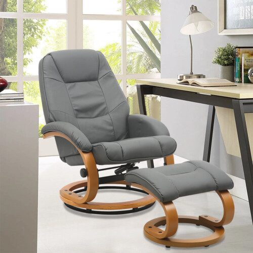 Living And Home (Grey) Swivel Recliner Chair Sofa with Footstool