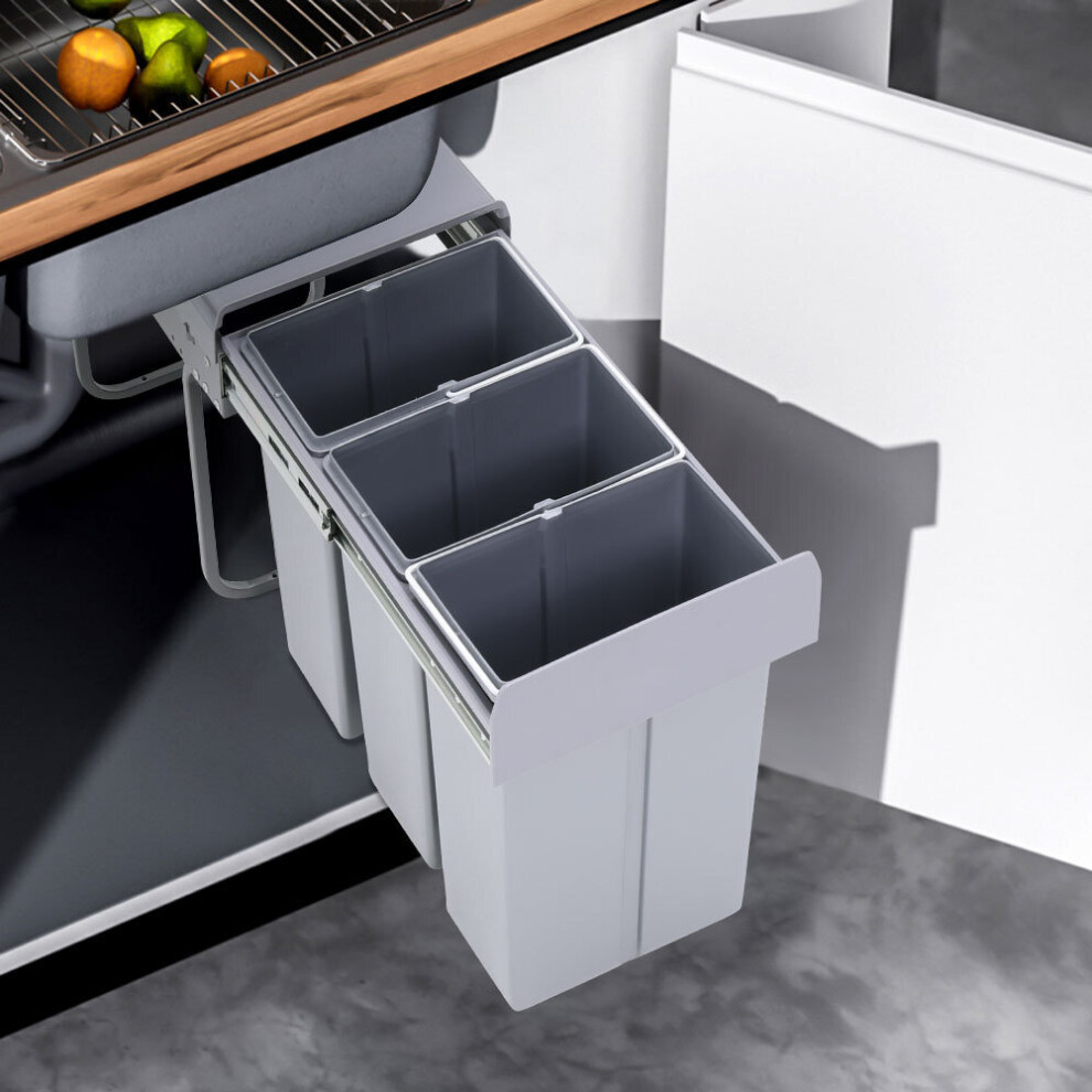 (3X10L) Recycle Bin Soft Close Pull Out Kitchen Waste Bins For 300MM Cabinet Unit