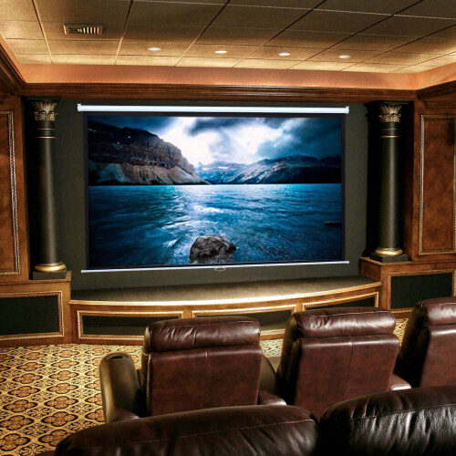 Living And Home (92 in) Projector Screen Manual Pull Down Wall Mounted Matt White Home Cinema 1