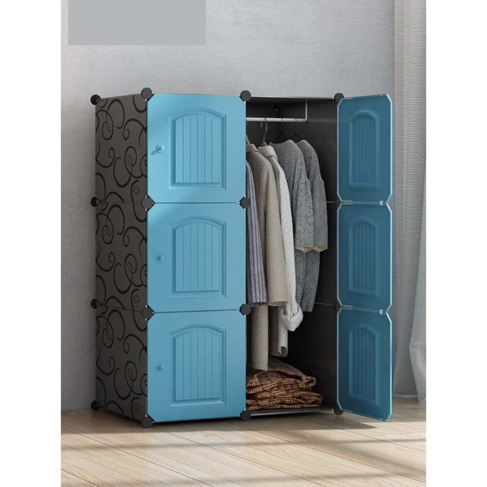 (Blue) Modular 6 Cube Shelving Wardrobe Storage Organizer