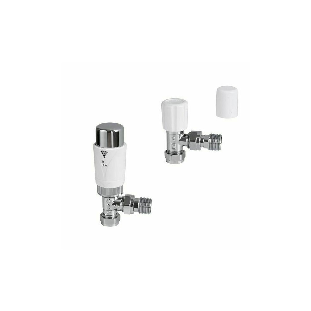 Center Plus 15mm Angled TRV Thermostatic Radiator Valve & Locks Pack