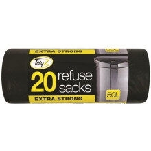 Tidyz Refuse Sacks Extra Strong Bin Liner Rubbish Bags 50L - 20 Sacks