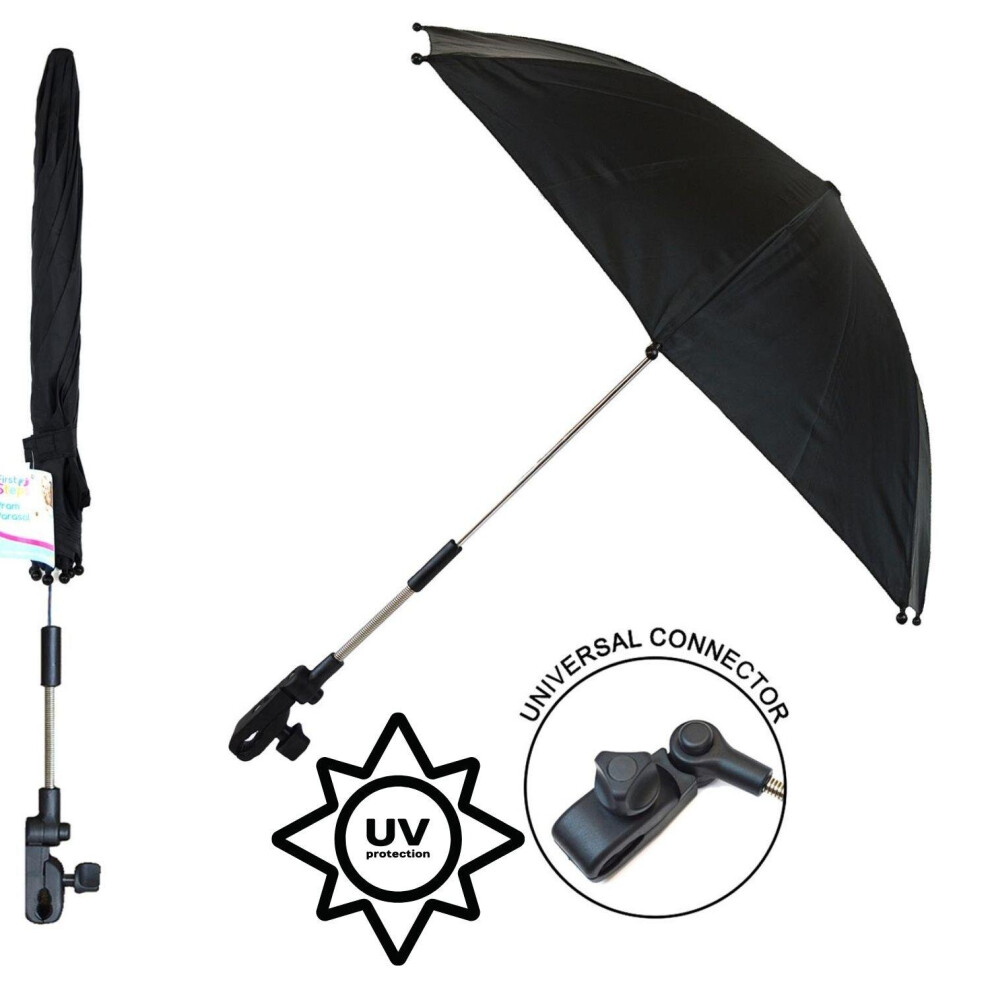 Baby Pram Parasol Stroller Pushchair Umbrella Sun Black 16" Adjustable Universal