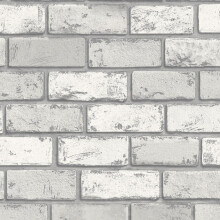 3D Effect White Silver Metallic Brick Wallpaper Stone Slate Industrial Arthouse